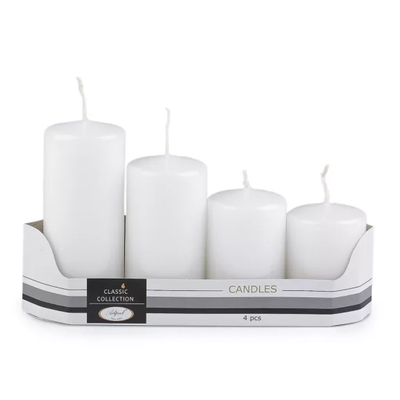 Lépcsőzetes hengeres adventi gyertyák Ø5 cm - 2 fehér fény (4 szett) Lépcsőzetes hengeres adventi gyertyák Ø5 cm - 2 fehér fény (4 szett)