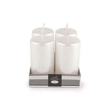   Hhengeres adventi gyertyák Ø5 cm - 3 fehér fémes (1 szett)