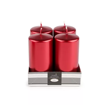   Hhengeres adventi gyertyák Ø5 cm - 6 piros fémes (4 szett)