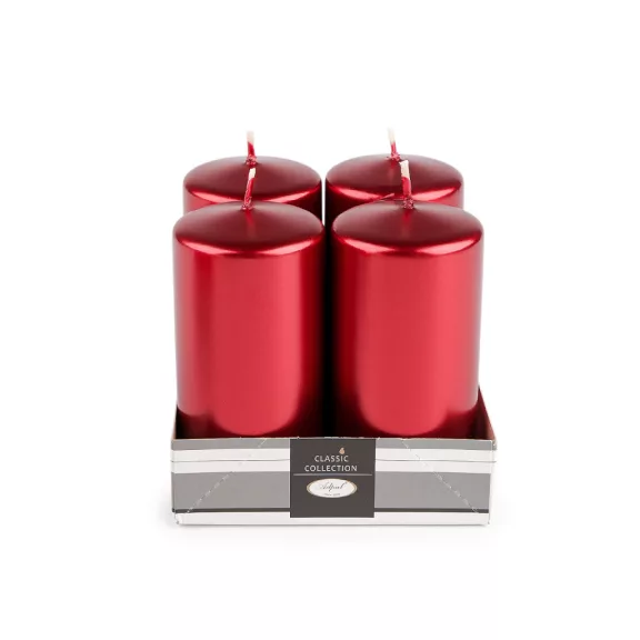 Hhengeres adventi gyertyák Ø5 cm - 6 piros fémes (4 szett) Hhengeres adventi gyertyák Ø5 cm - 6 piros fémes (4 szett)