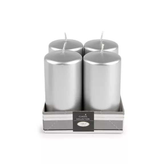 Hhengeres adventi gyertyák Ø5 cm - 7 ezüst fémes (4 szett) Hhengeres adventi gyertyák Ø5 cm - 7 ezüst fémes (4 szett)