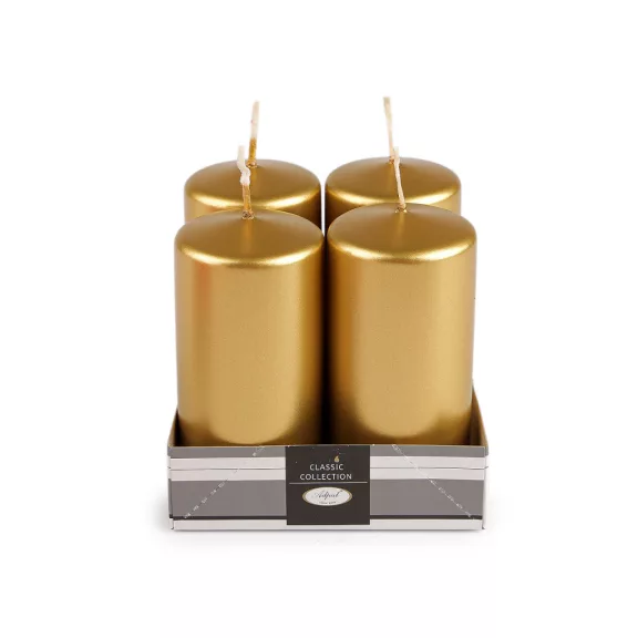 Hhengeres adventi gyertyák Ø5 cm - 8 arany fémes (4 szett) Hhengeres adventi gyertyák Ø5 cm - 8 arany fémes (4 szett)