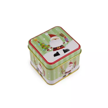   Karácsonyi ajándék fémdoboz - 8 világoszöld Santa (1 db-os csomagolás)