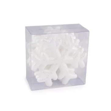   Csillámos polisztirol hópehely Ø10 cm akasztható - fehér AB (5 box)