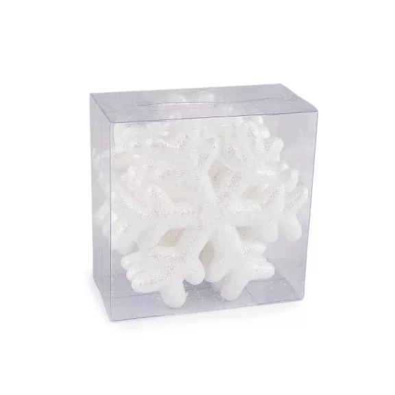 Csillámos polisztirol hópehely Ø10 cm akasztható - fehér AB (5 box) Csillámos polisztirol hópehely Ø10 cm akasztható - fehér AB (5 box)