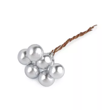 Drótos bogyók / golyók dobozban Ø1 cm - 1 ezüst (1 box)