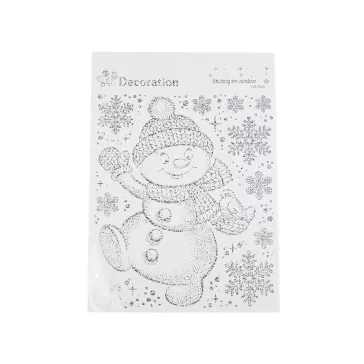   Öntapadó karácsonyi ablakmatrica - 1 ezüst hóember (4 card)