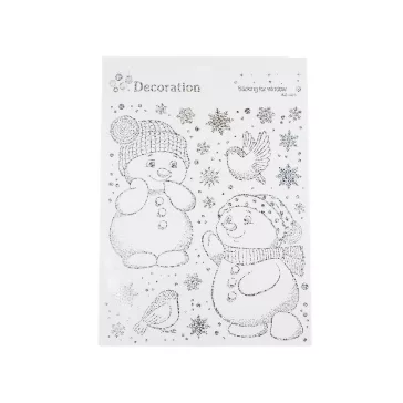   Öntapadó karácsonyi ablakmatrica - 2 ezüst hóember (1 card)