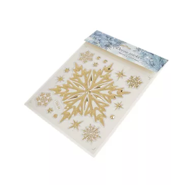  Karácsonyi öntapadó matrica 3D hópehely - 4 világos arany (6 card)