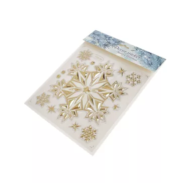   Karácsonyi öntapadó matrica 3D hópehely - 5 világos arany (1 card)