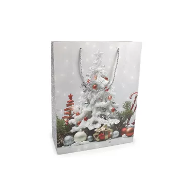   Karácsonyi ajándéktáska 25,5x32 cm - 2 galamb kék (12 db-os csomagolás)