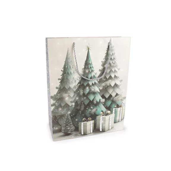 Karácsonyi ajándéktáska 25,5x32 cm - 3 vil.szürkezöld (12 db-os csomagolás) Karácsonyi ajándéktáska 25,5x32 cm - 3 vil.szürkezöld (12 db-os csomagolás)
