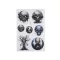 Halloween öntapadós fólia - 8 szürkéskék koponya (1 card)