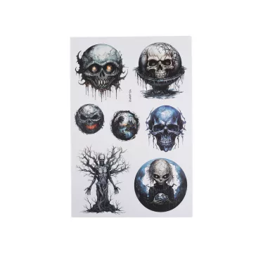   Halloween öntapadós fólia - 8 szürkéskék koponya (5 card)