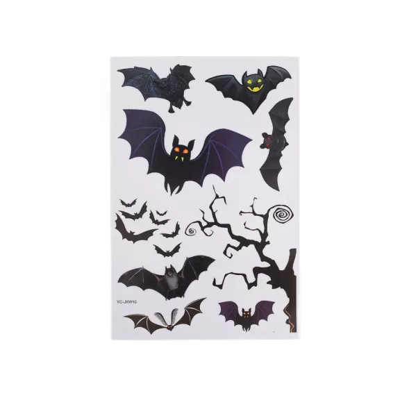 Halloween öntapadós fólia - 9 fekete denevér (5 card) Halloween öntapadós fólia - 9 fekete denevér (5 card)