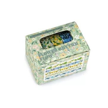   Washi dekoratív ragasztószalag keverék - 5 zöldes (1 box)