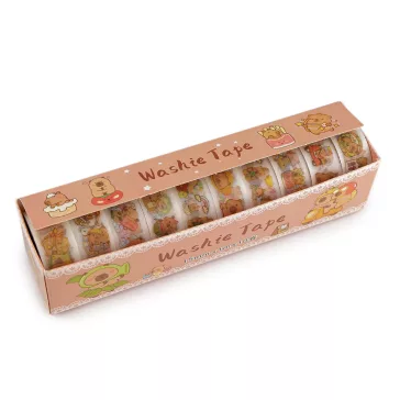   Washi dekorációs ragasztószalag készlet gyermek mintákkal - 1 mix kapibara (10 box)