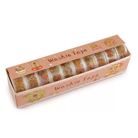 Washi dekorációs ragasztószalag készlet gyermek mintákkal - 1 mix kapibara (10 box) Washi dekorációs ragasztószalag készlet gyermek mintákkal - 1 mix kapibara (10 box)