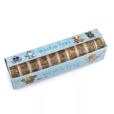   Washi dekorációs ragasztószalag készlet gyermek mintákkal - 2 mix szörnyecskék (10 box)