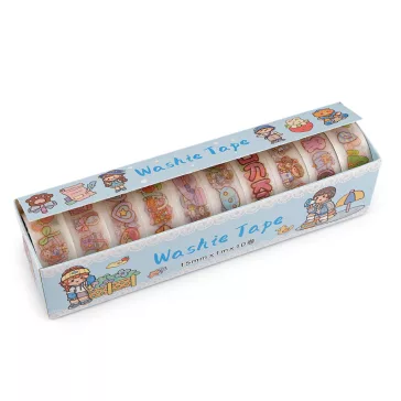   Washi dekorációs ragasztószalag készlet gyermek mintákkal - 3 mix kislány (10 box)