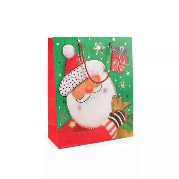 Karácsonyi ajándéktáska 26x32 cm - 3 zöld Santa (1 db-os csomagolás) Karácsonyi ajándéktáska 26x32 cm - 3 zöld Santa (1 db-os csomagolás)