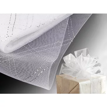 Lószőr merevítő lurexszel 16 cm széles - fehér ezüst