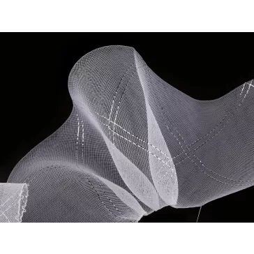 Lószőr merevítő lurexszel 16 cm széles - fehér ezüst