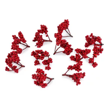 Madárbogyó mű dísz - piros (50 bunch)