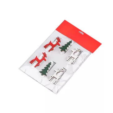   Karácsonyi fa csipeszek fenyőfa és rénszarvas - mix (1 zacskó)