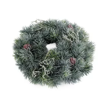  Mű karácsonyi koszorú tobozokkal Ø30 cm - élénkzöld (1 db-os csomagolás)