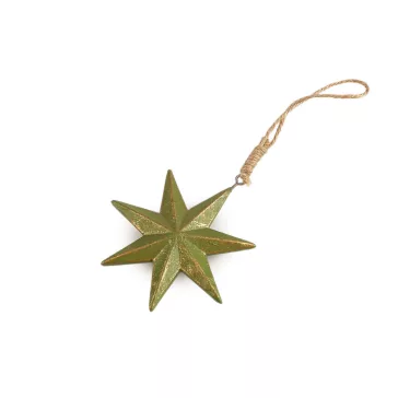   Felfüggeszthető csillag Ø 7 cm, 8 cm - 2 élénkzöld (1 db-os csomagolás)