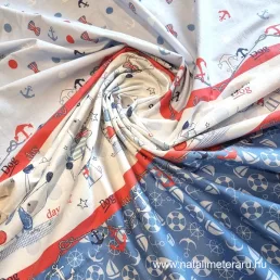 Tengerész kutyusok bordűrős pamutvászon B4703