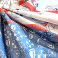 Nautical dogs border-print cotton fabric B4703