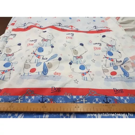 Tengerész kutyusok bordűrős pamutvászon B4703