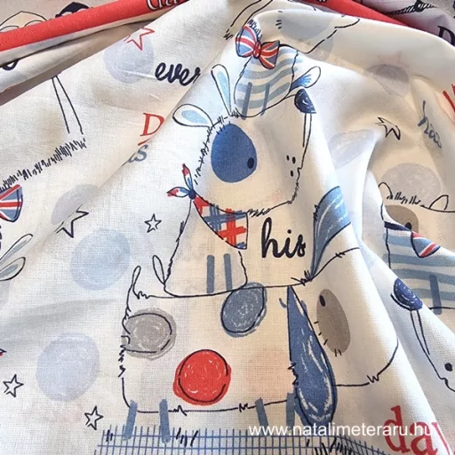 Tengerész kutyusok bordűrős pamutvászon B4703