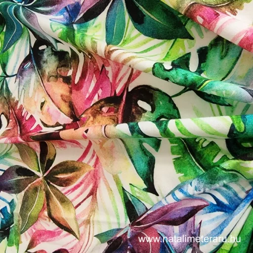 Színes dzsungel pamut jersey - 1,4 méter - UTOLSÓ DARAB