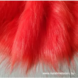 Piros hosszú szálú műszőrme csík  20 cm x 148 cm