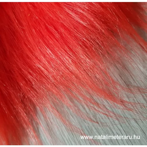 Piros hosszú szálú műszőrme csík  30 cm x 148 cm