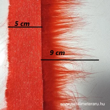 Piros hosszú szálú műszőrme csík  5 cm x 148 cm
