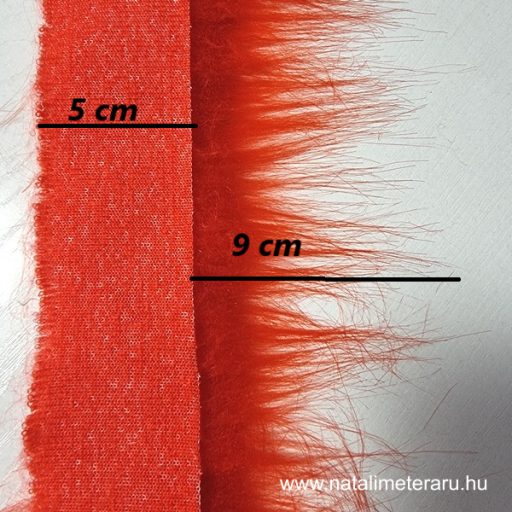 Piros hosszú szálú műszőrme csík  5 cm x 148 cm