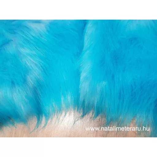 Melánzs türkizkék hosszú szálú műszőrme