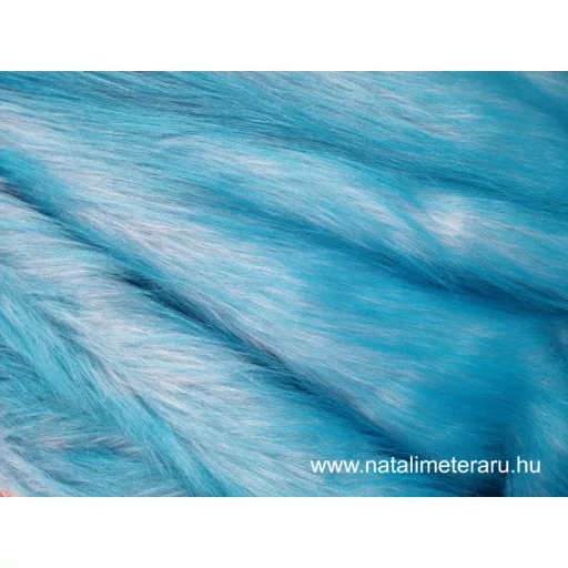 Melánzs türkizkék hosszú szálú műszőrme