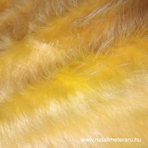 Sárga hosszú szálú műszőrme csík  30 cm x 148 cm