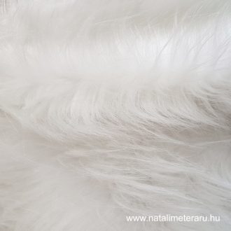 Törtfehér hosszú szálú prémium műszőrme 