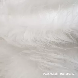 Törtfehér hosszú szálú műszőrme csík 40 cm x 148 cm