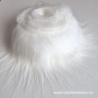 Törtfehér hosszú szálú műszőrme csík 5 cm x 148 cm