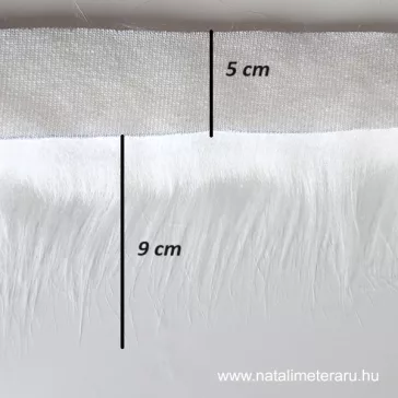 Törtfehér hosszú szálú műszőrme csík 5 cm x 148 cm