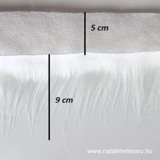 Törtfehér hosszú szálú műszőrme csík 5 cm x 148 cm