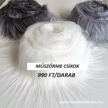 Törtfehér hosszú szálú műszőrme csík 5 cm x 148 cm
