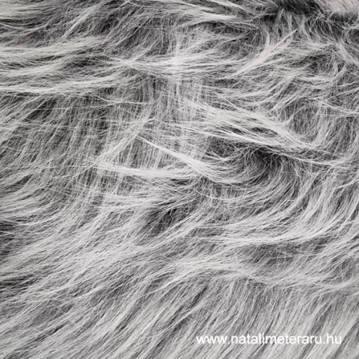 Melánzs szürke hosszú szálú műszőrme csík 40 cm x 148 cm